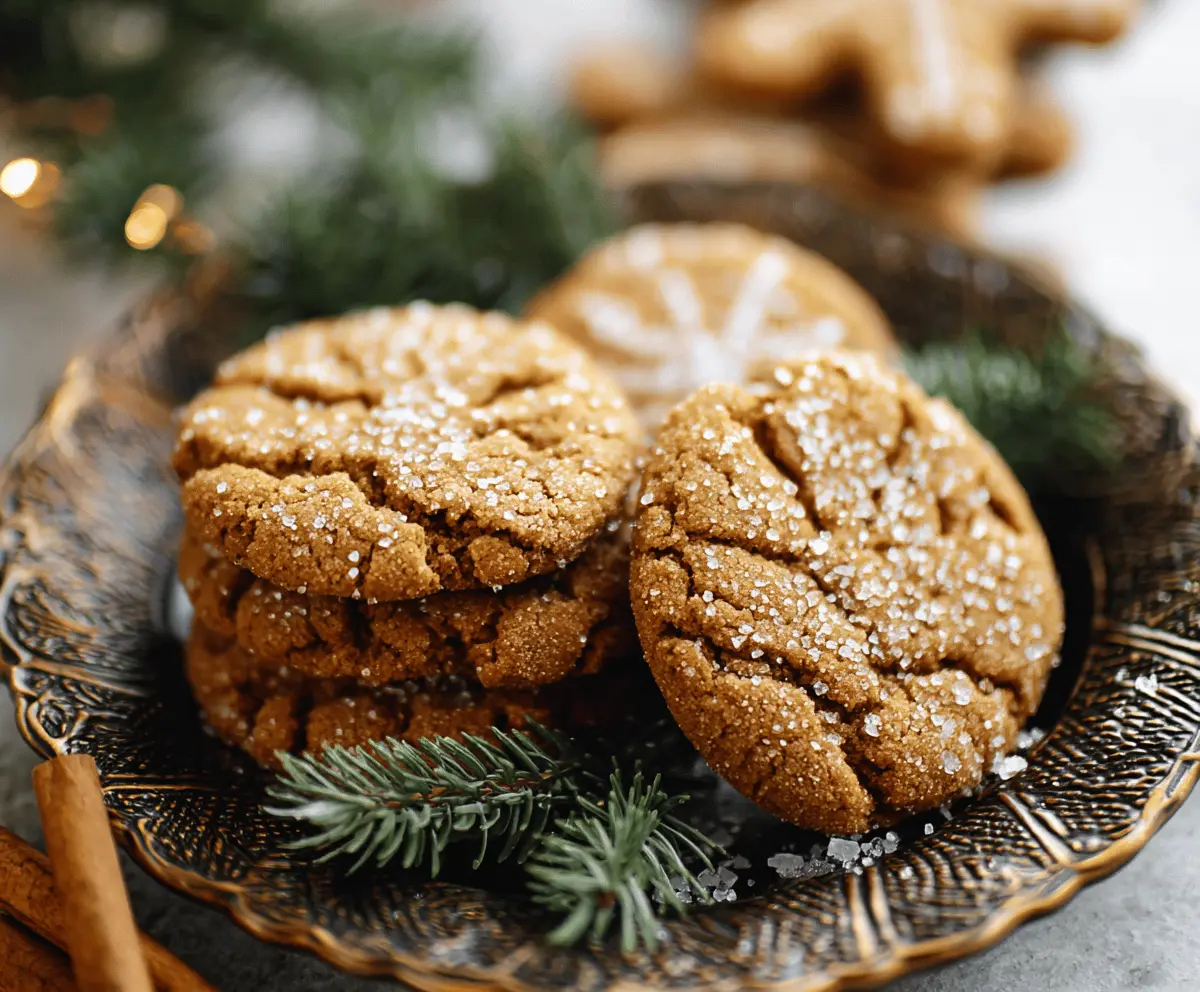Delicious brown butter gingerbread cookies with a warm, festive appearance