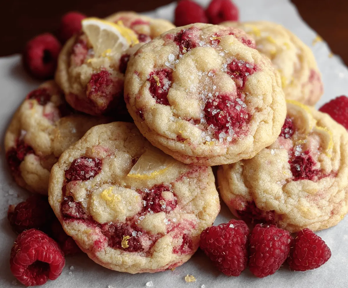 Delicious chewy lemon raspberry cookies with fresh fruit and zesty citrus flavor.