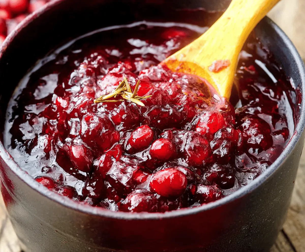 Delicious cranberry pineapple sauce in a bowl, perfect for holiday dessert or dinner table.