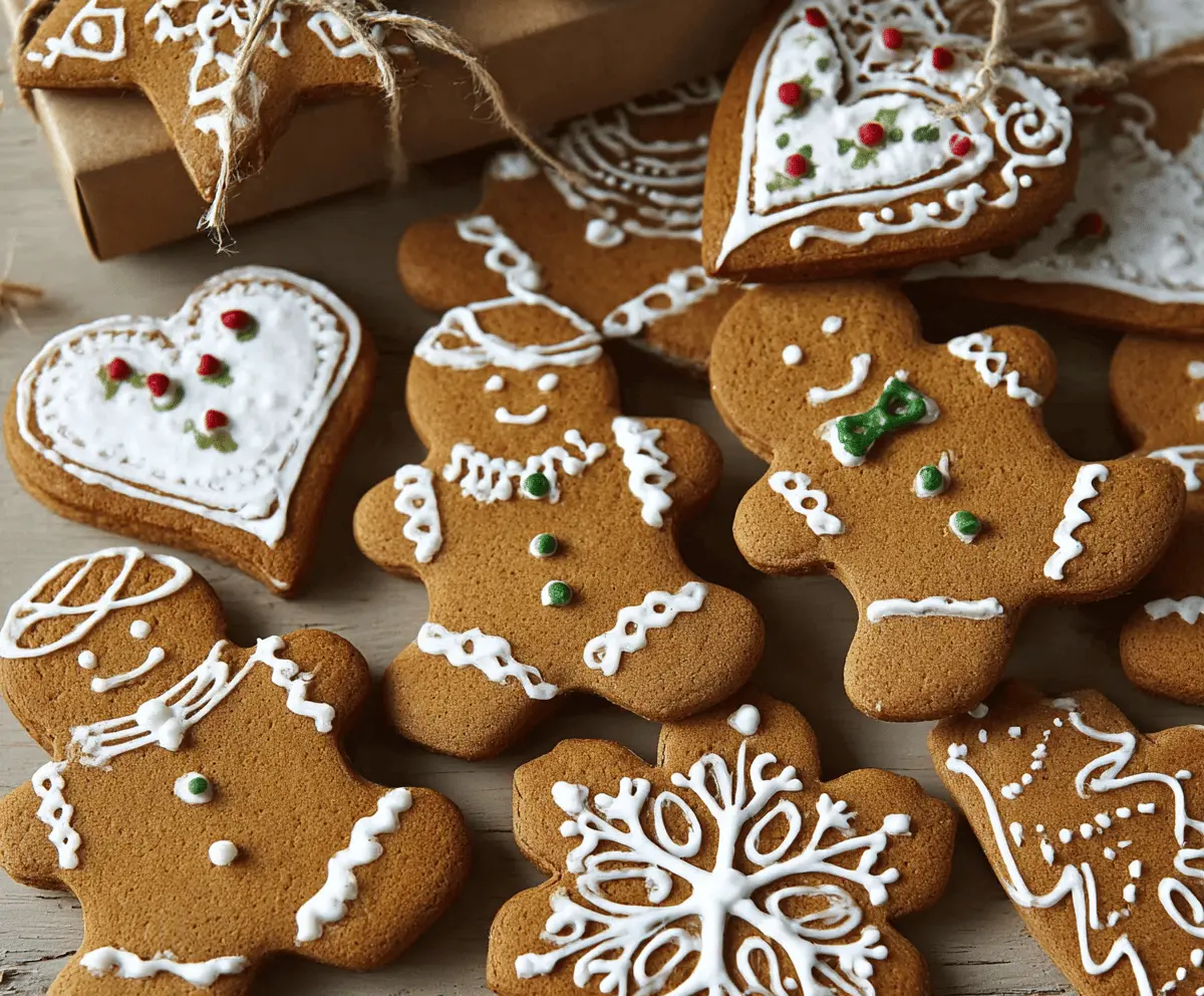 Delicious homemade gingerbread biscuits with festive spices on a holiday table