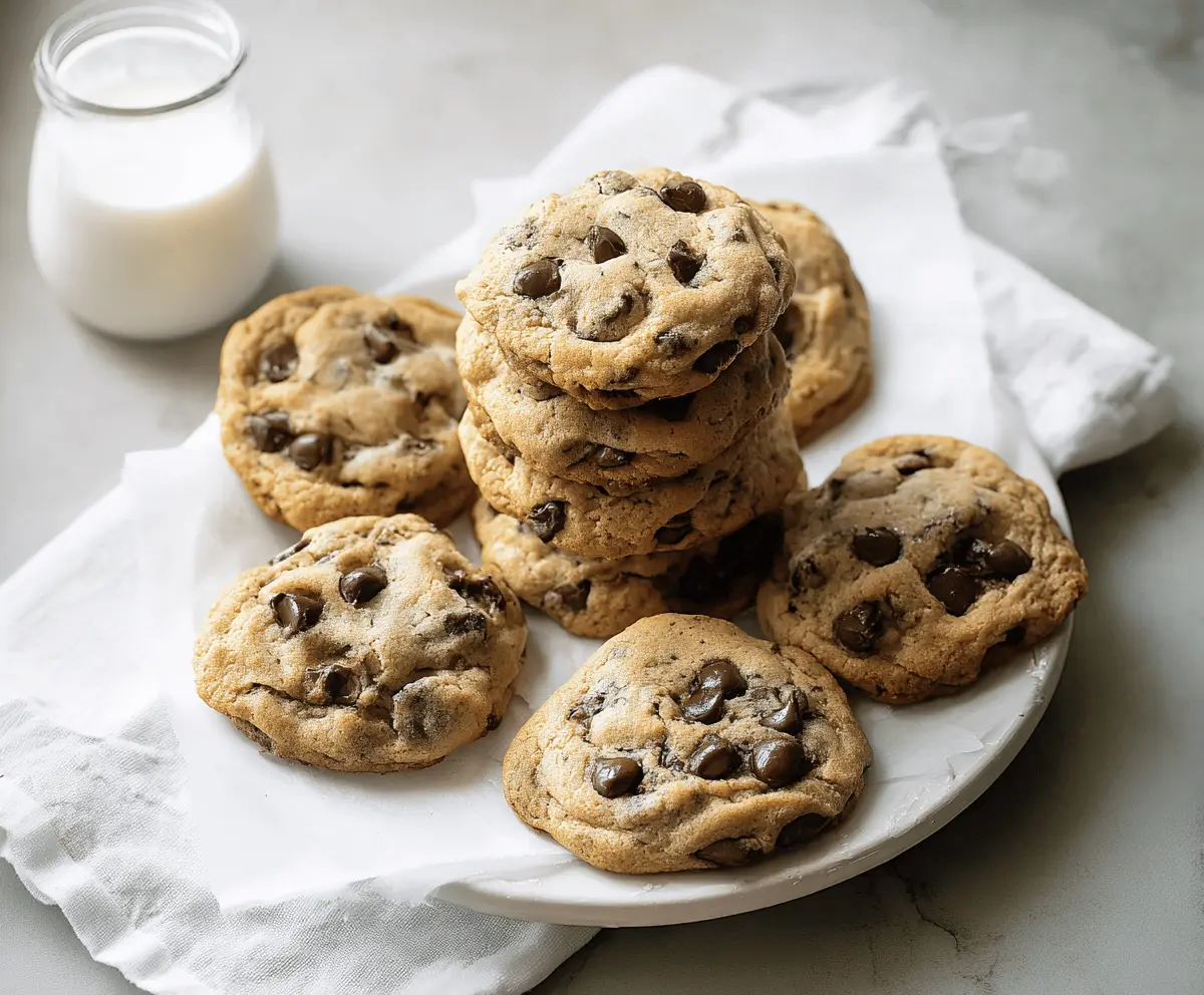 Delicious Joanna Gaines Chocolate Chip Cookies fresh out of the oven, showcasing golden-brown edges and gooey chocolate chips.