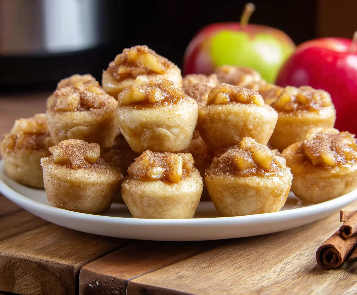 Delicious Apple Pie Bites featuring flaky pastry filled with sweet apple cinnamon filling.
