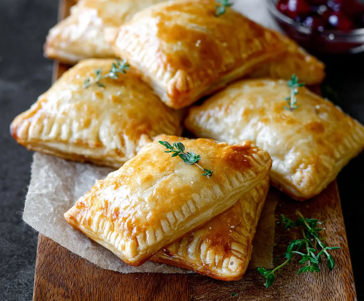 Delicious Cranberry Brie Mini Hand Pies with flaky crust and melting cheese filling