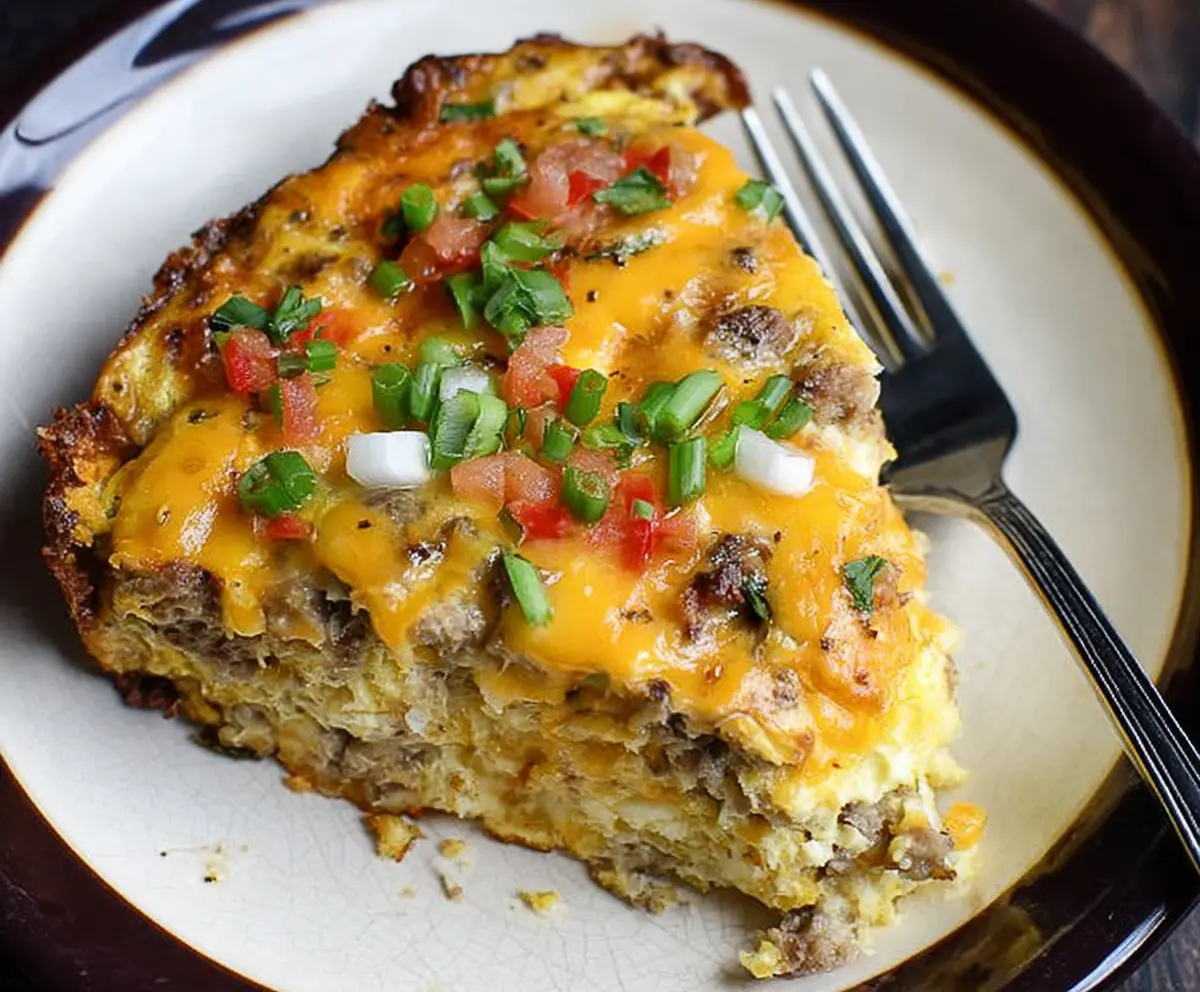 Delicious Crockpot Breakfast Casserole with eggs, cheese, and breakfast meats in a slow cooker.