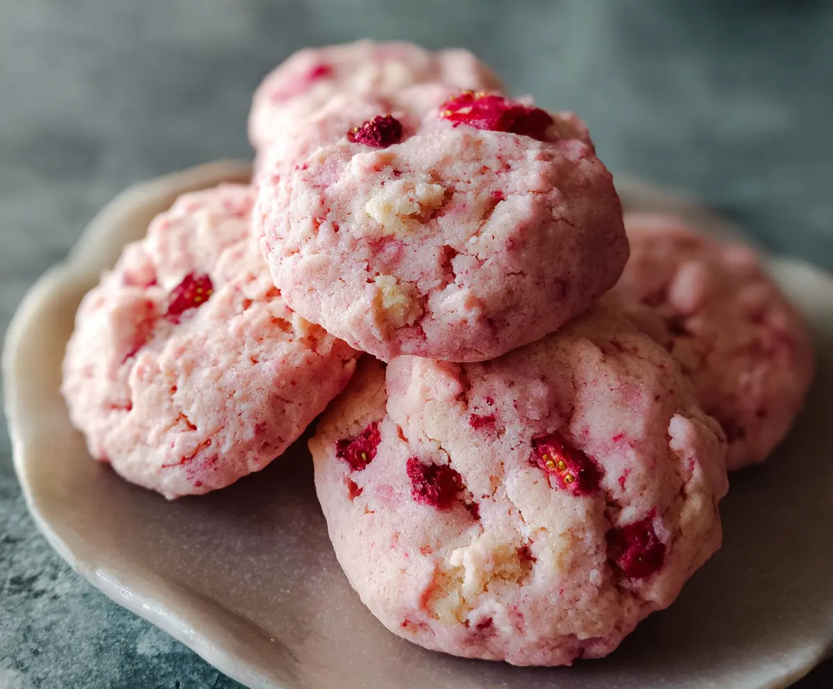 Delicious fluffy strawberry raspberry cookies on a plate, perfect for dessert lover
