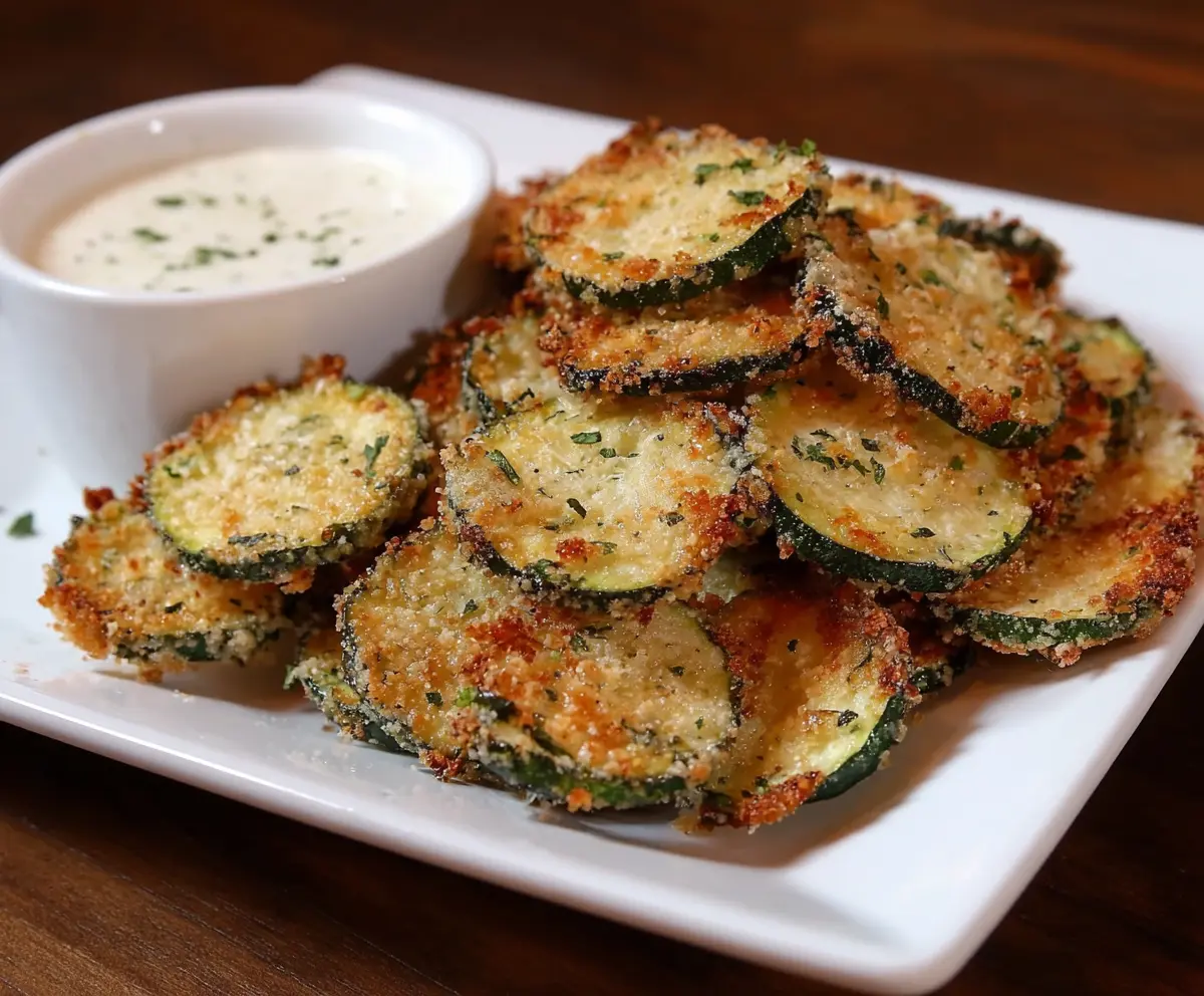 Crispy Baked Garlic Parmesan Zucchini Chips with Fresh Herbs