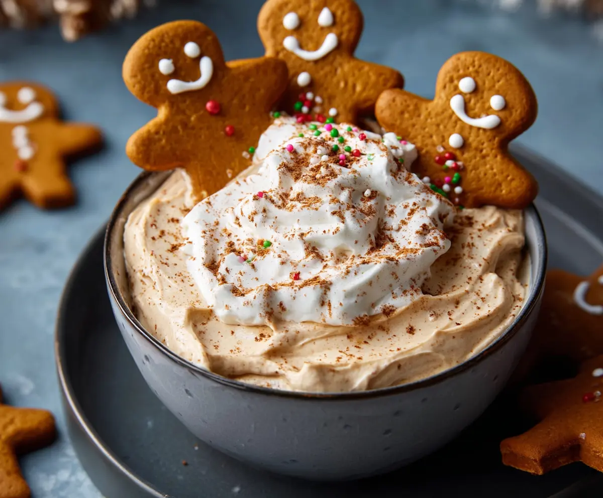 Delicious Gingerbread Cheesecake Dip served with graham crackers for holiday parties