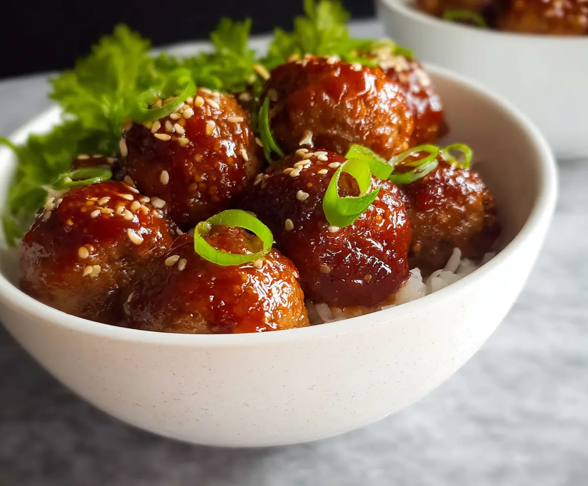 Delicious honey sriracha meatballs served on a plate, perfect for appetizer or main dish.