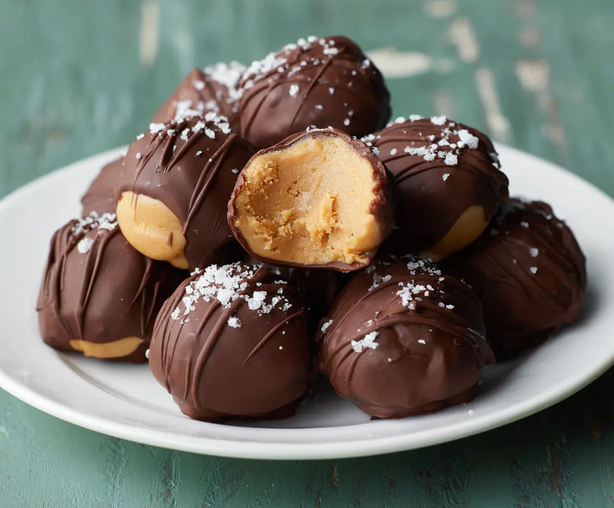 Delicious homemade peanut butter balls coated with chocolate for a sweet treat.
