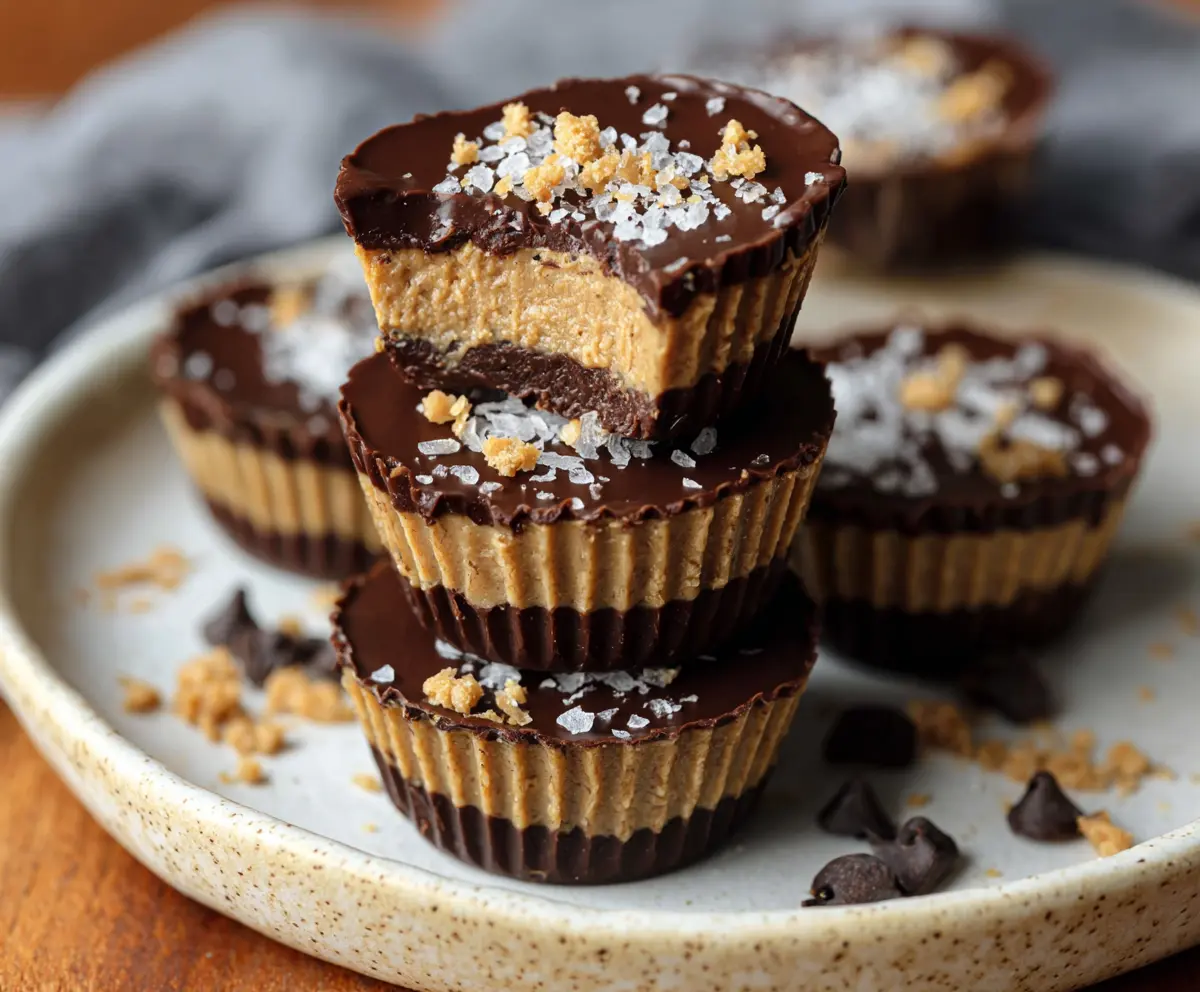 Delicious homemade peanut butter protein cups with chocolate coating and creamy texture