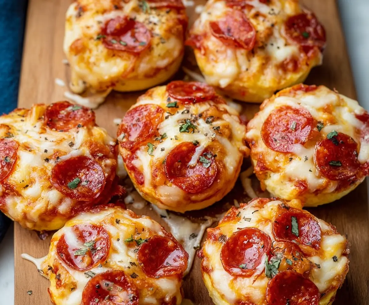 Delicious pepperoni pizza bites with melted cheese and crispy crust served on a plate.