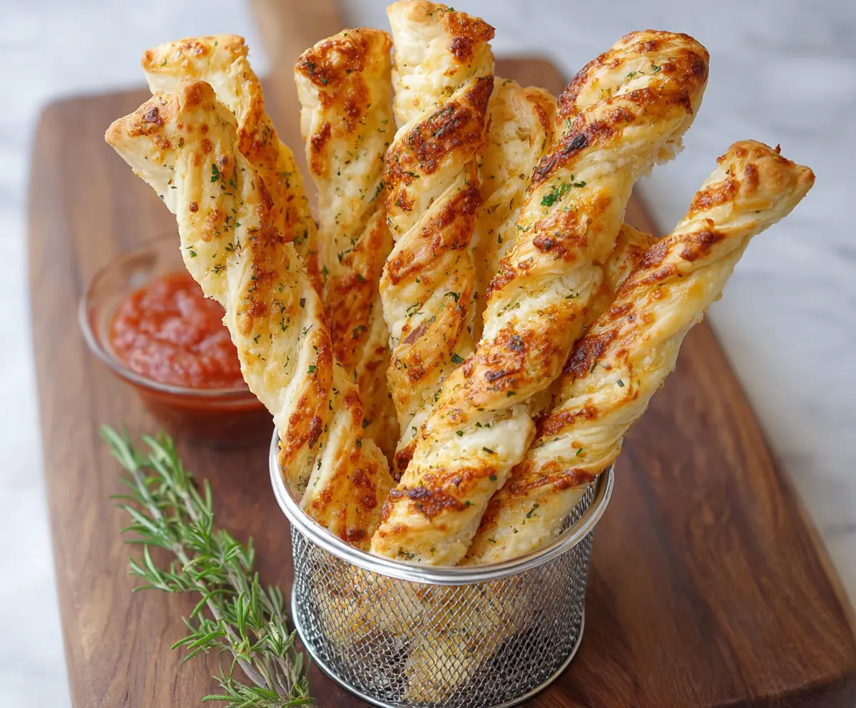 Golden Puff Pastry Parmesan Twists served as a crunchy snack or appetizer.