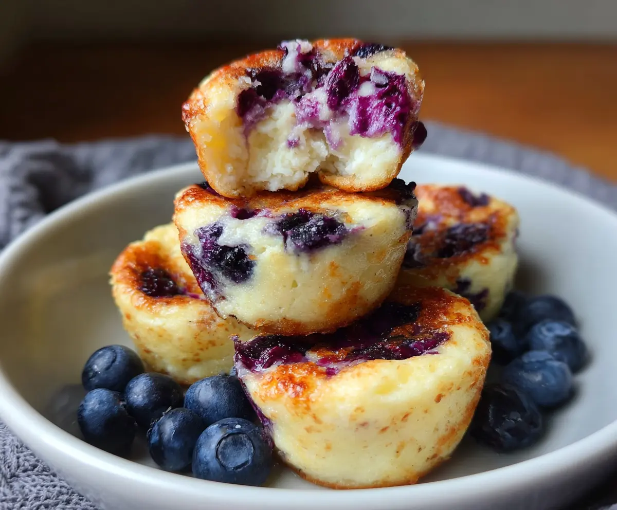 Delicious blueberry cottage cheese pancake bites served on a white plate, perfect for breakfast or snacks