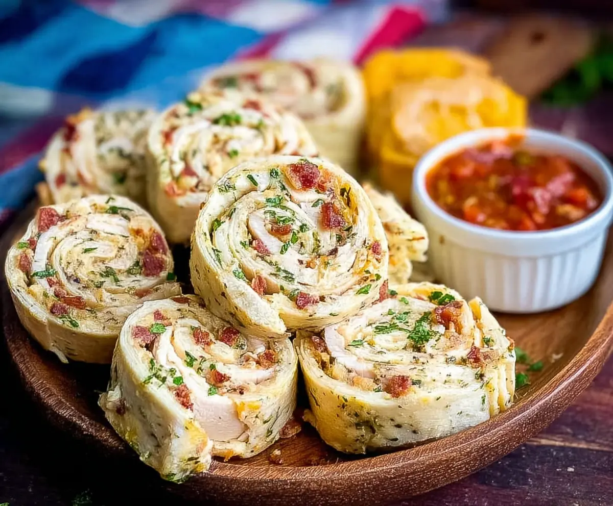 Delicious Crack Chicken Pinwheels with crispy golden crust and creamy filling on a white plate.