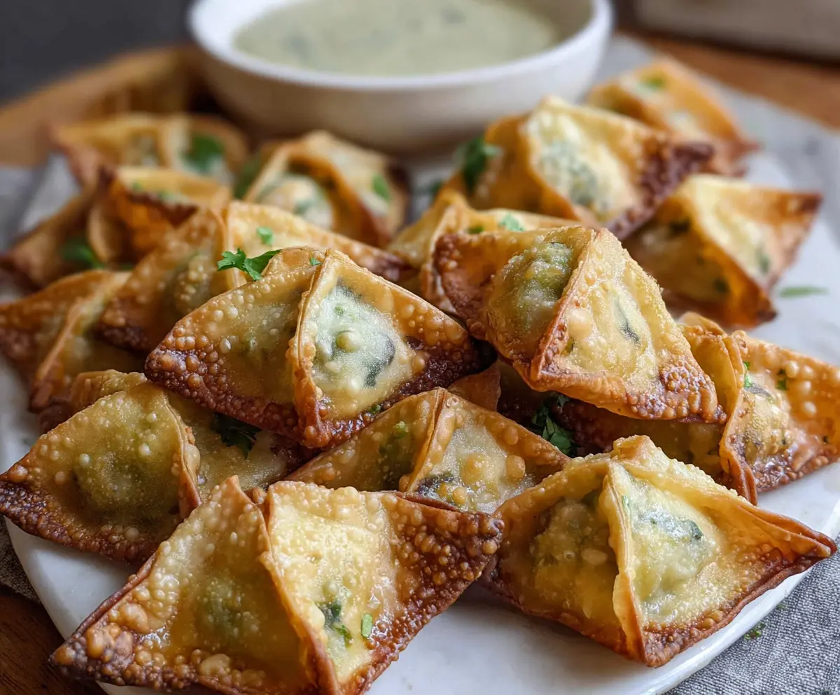 Delicious Wonton Jalapeño Poppers with melted cheese and crispy edges, perfect for appetizers.