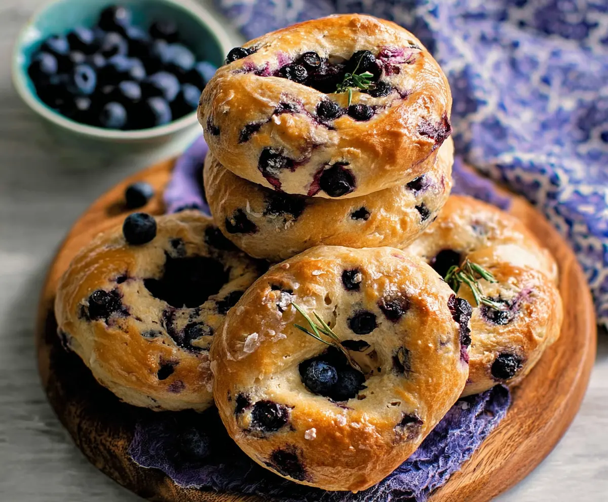 Delicious homemade blueberry bagels made with just 4 simple ingredients, perfect for breakfast or snacks.