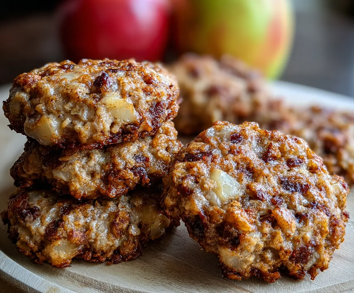 Healthy Apple Cinnamon Cottage Cheese Breakfast Cookies on a plate with fresh apples and cinnamon sticks