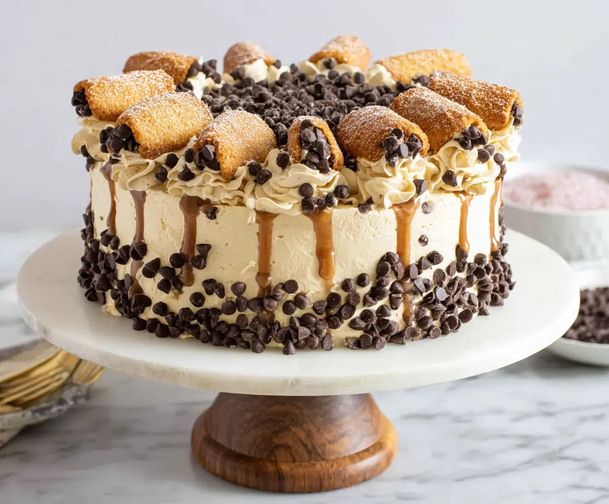 Delicious cannoli cake with creamy ricotta filling and crispy shell topping, perfect for dessert lovers.