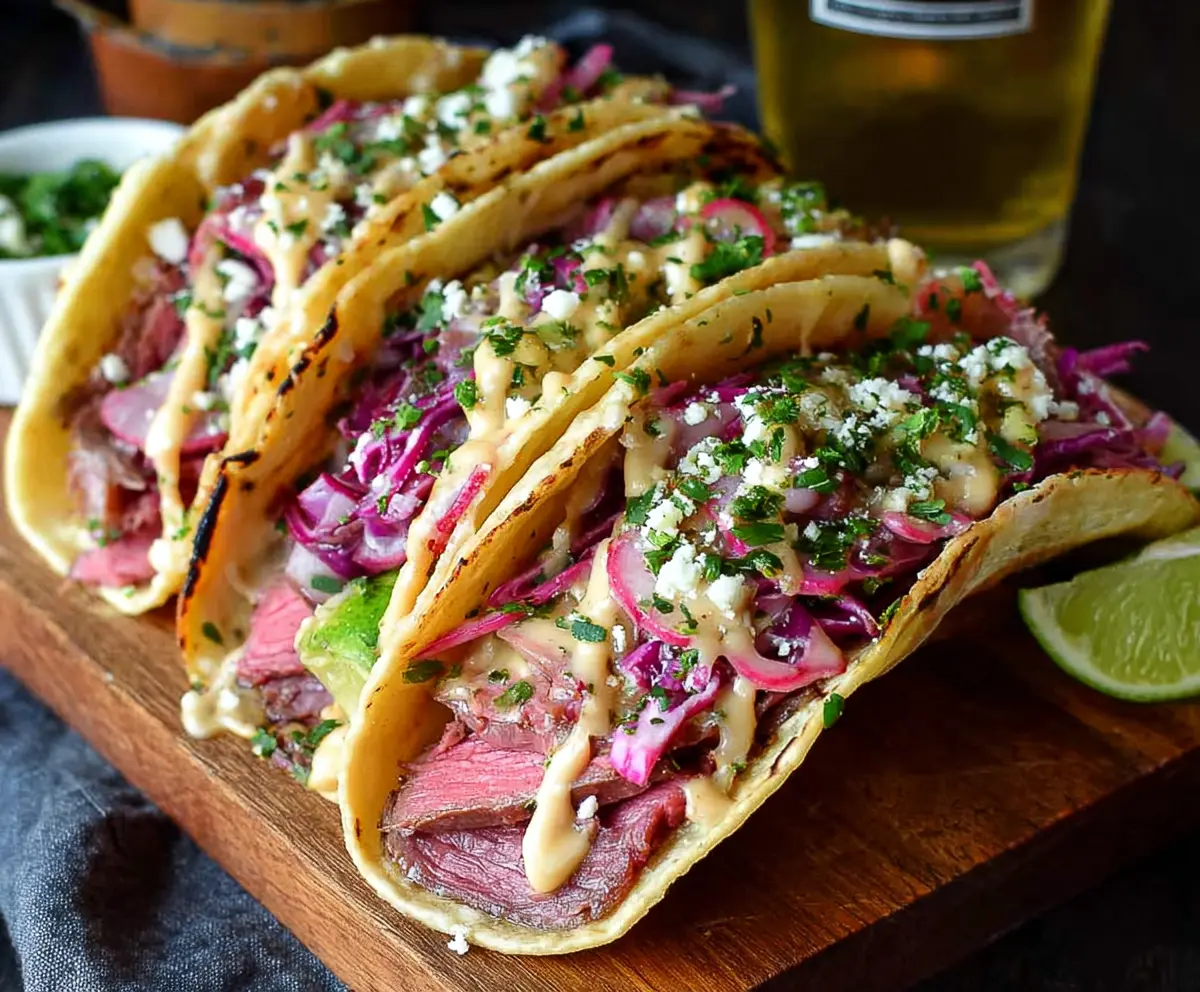 Delicious corned beef tacos packed with flavorful ingredients and fresh toppings.