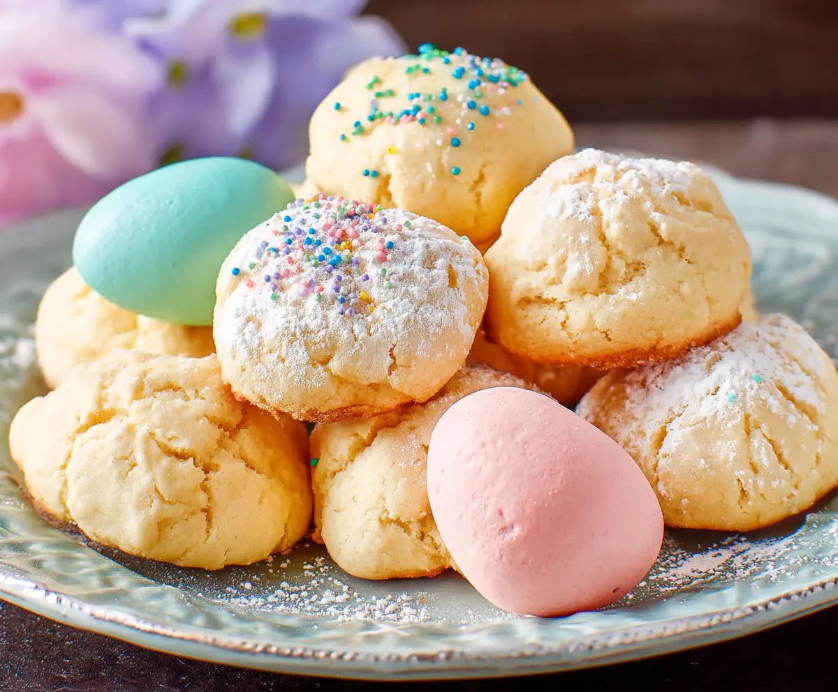 Traditional Italian Easter cookies decorated with colorful sprinkles for a festive celebration