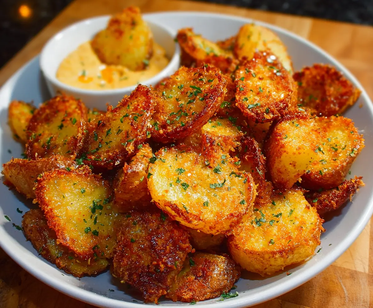 Golden crispy Parmesan potatoes roasted to perfection with a crunchy crust and savory cheese flavor.