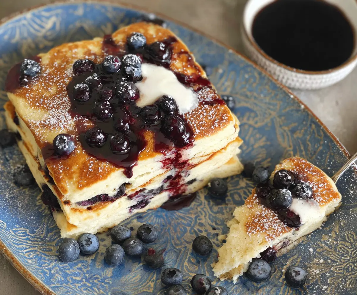 Delicious sourdough discard sheet pan pancakes ready to serve for breakfast.