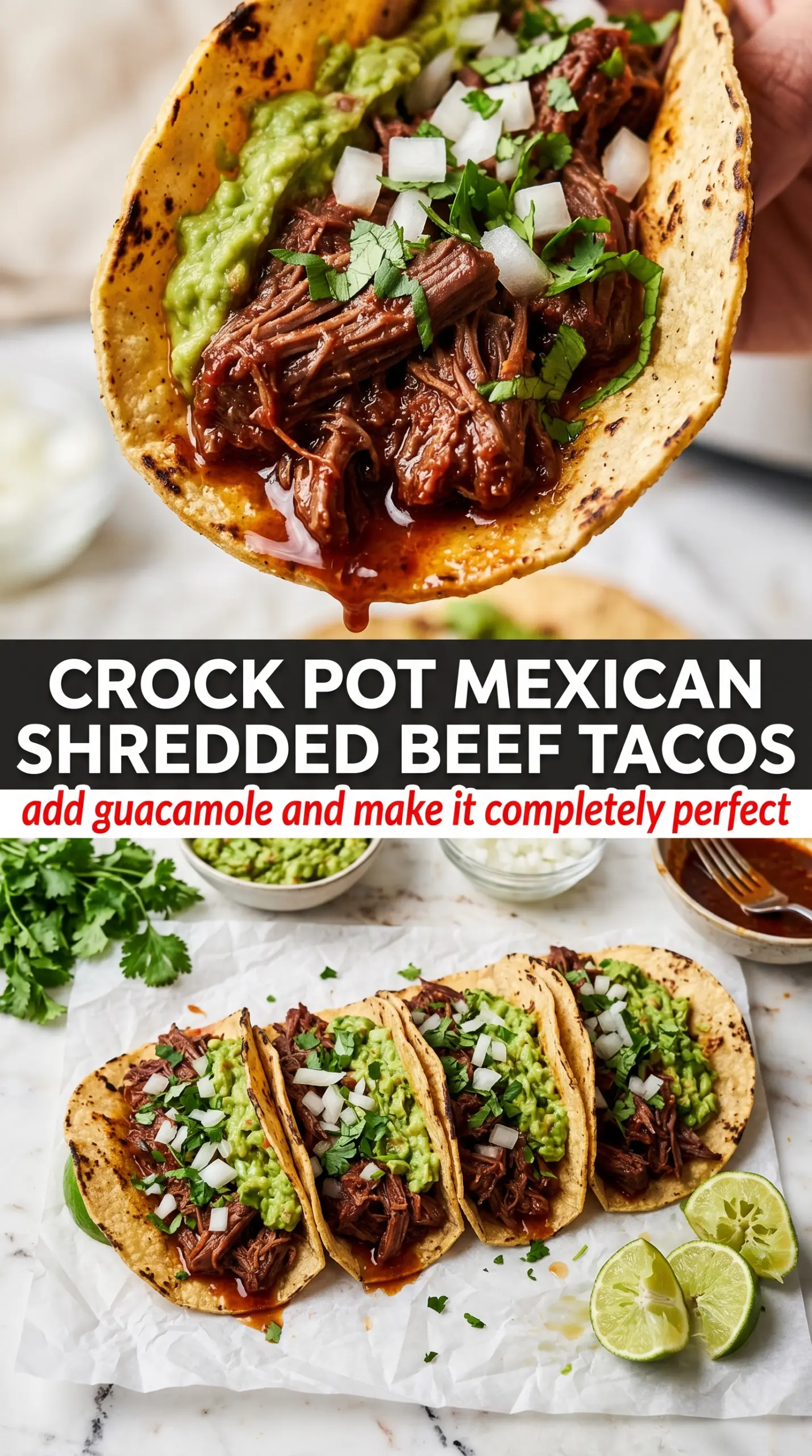 Crock Pot Mexican Shredded Beef Tacos tender shredded beef