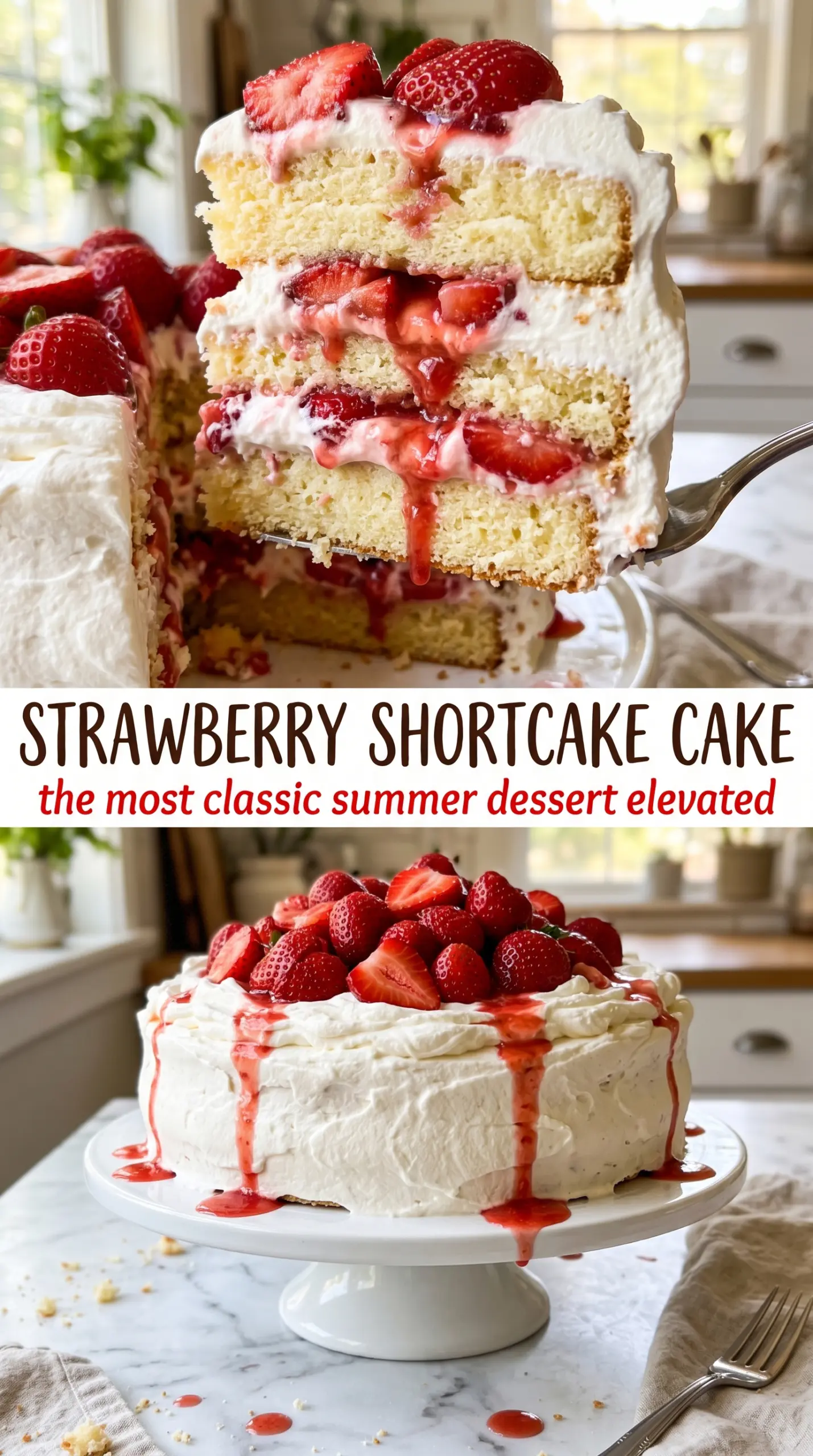 Strawberry Shortcake Cake fluffy strawberries cream