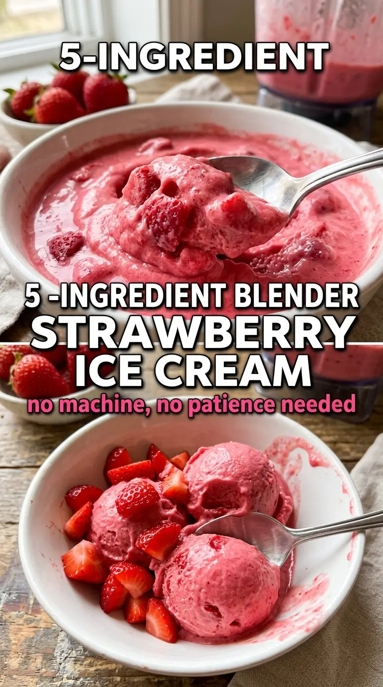 Blender Strawberry Ice Cream creamy pink frozen