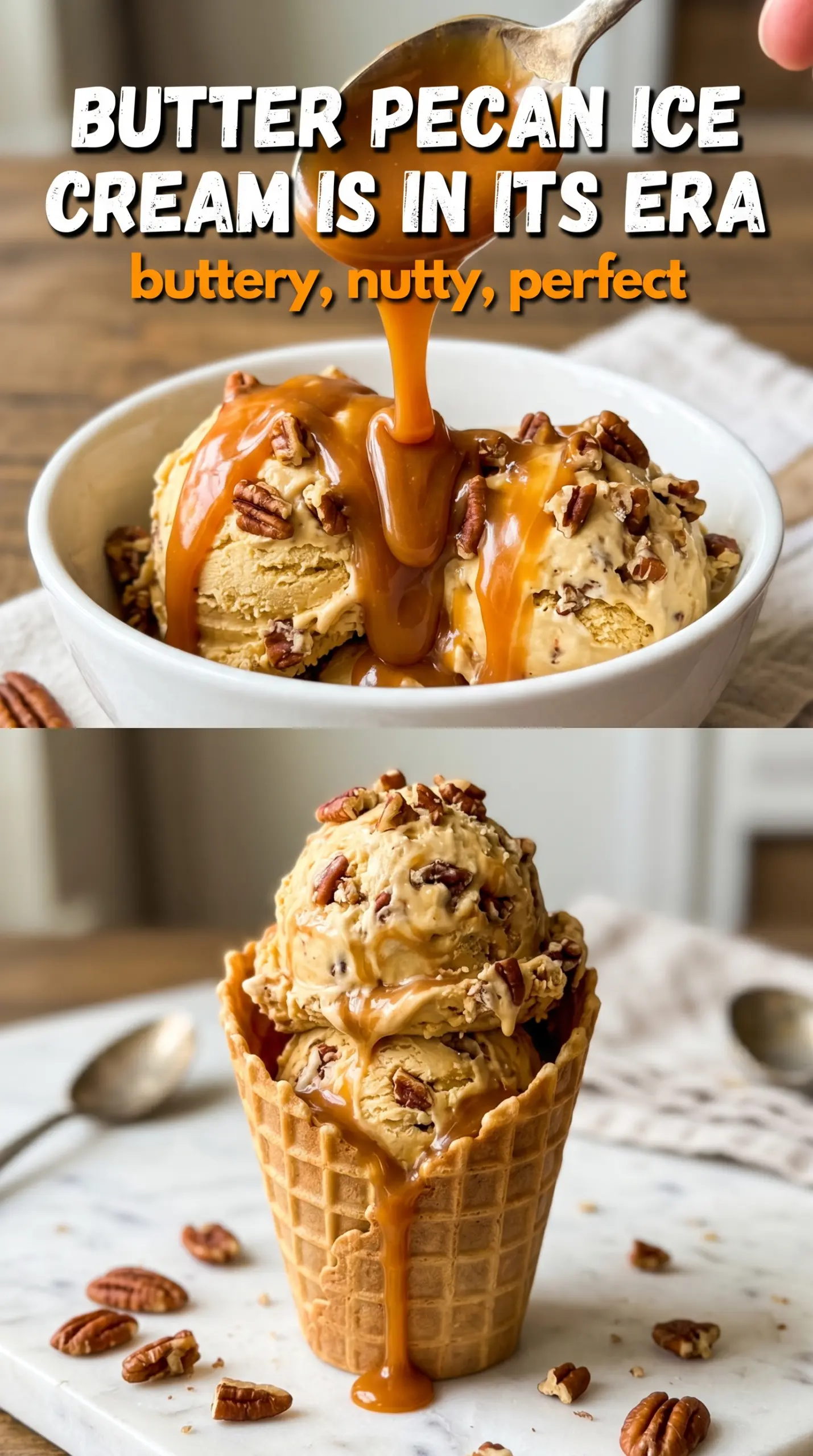 Scoop of homemade ice cream in a bowl