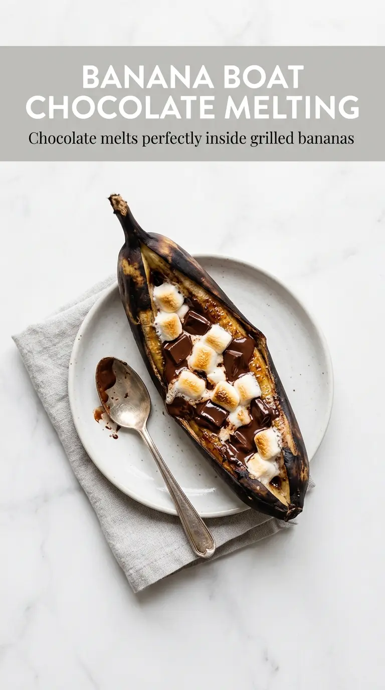Campfire Banana Boats melted chocolate marshmallows