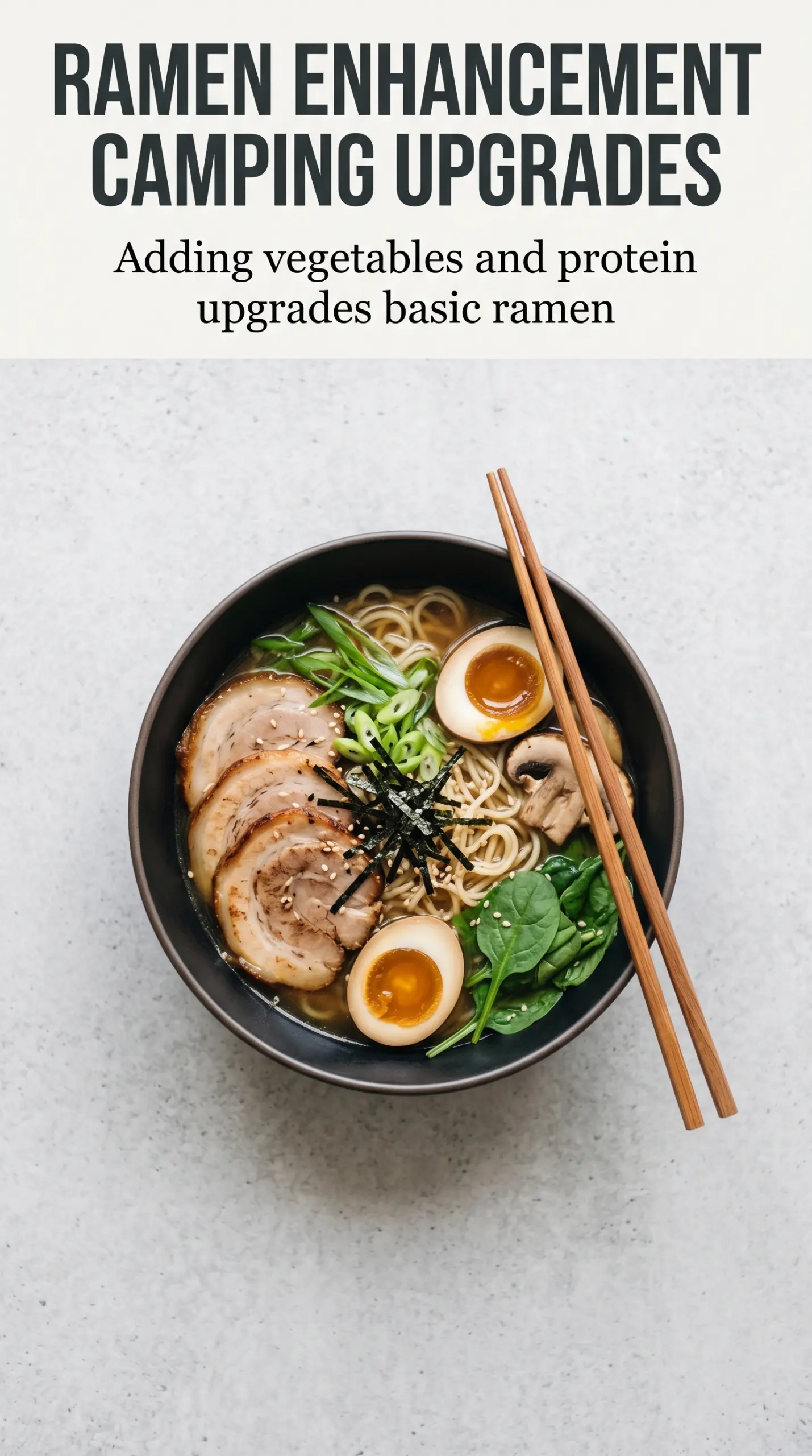 Ramen While Camping steaming noodles vegetables eggs