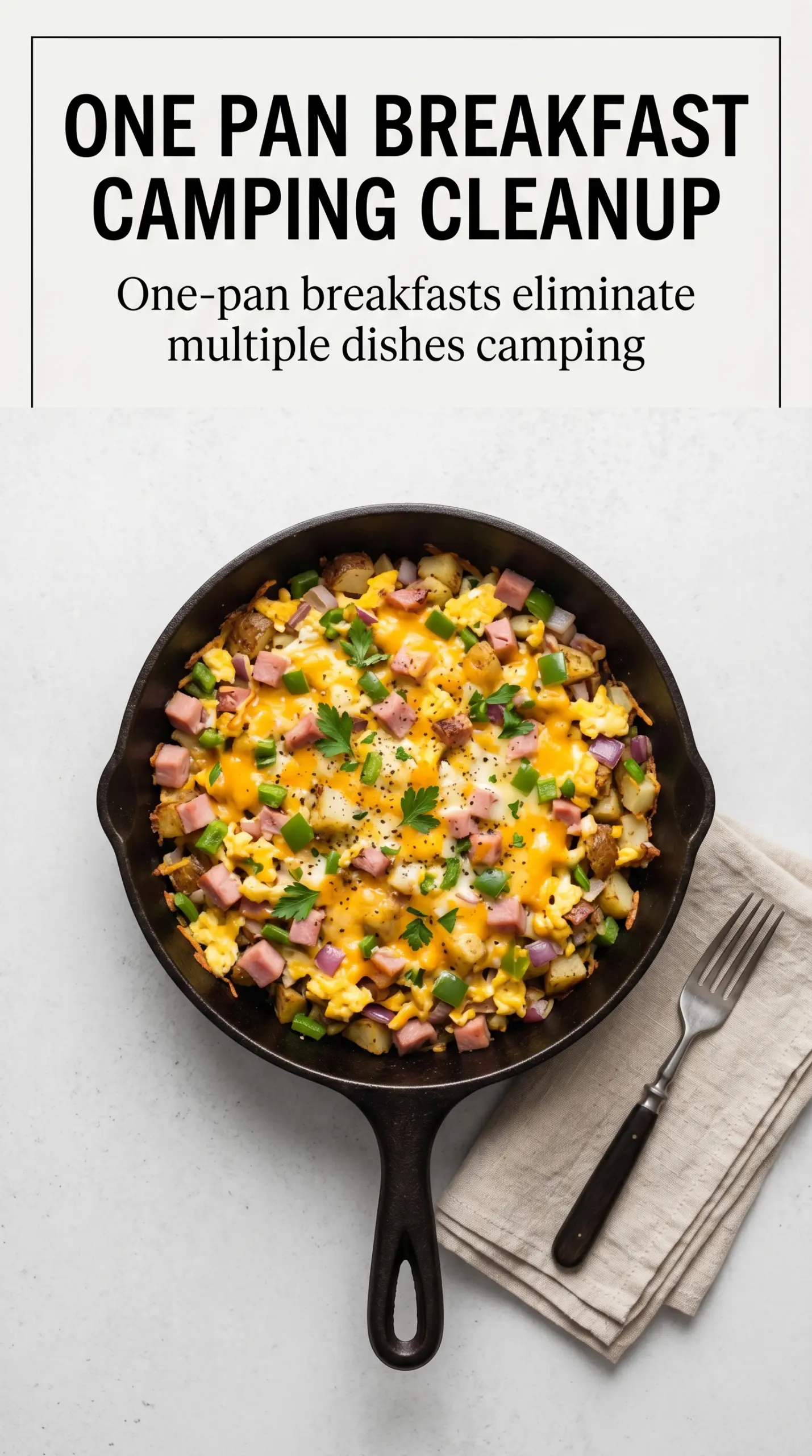 Cheesy Western Skillet with Hash Browns and Ham, golden savory breakfast
