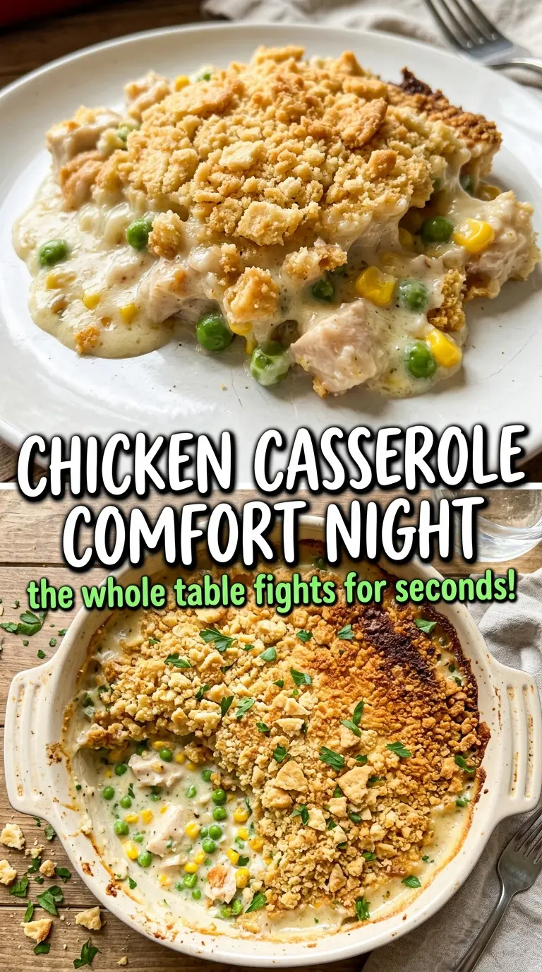 Chicken casserole or soup in a bowl