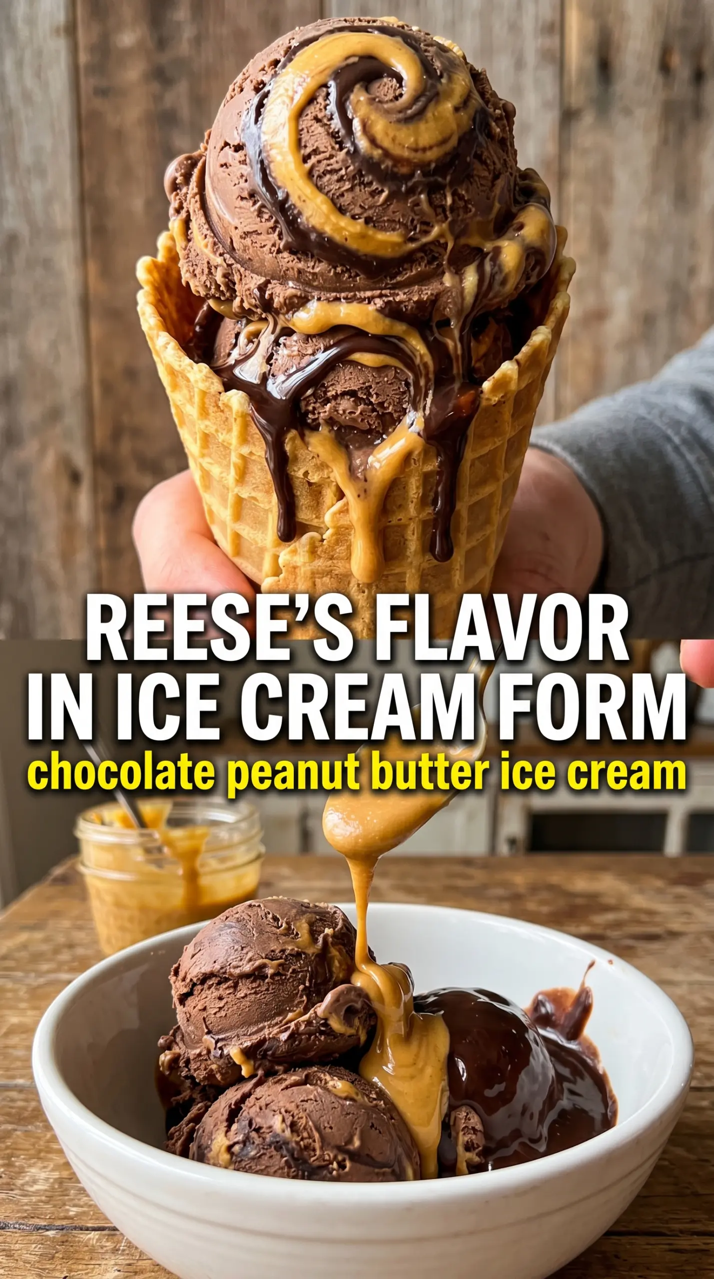 Chocolate Peanut Butter Ice Cream rich swirls