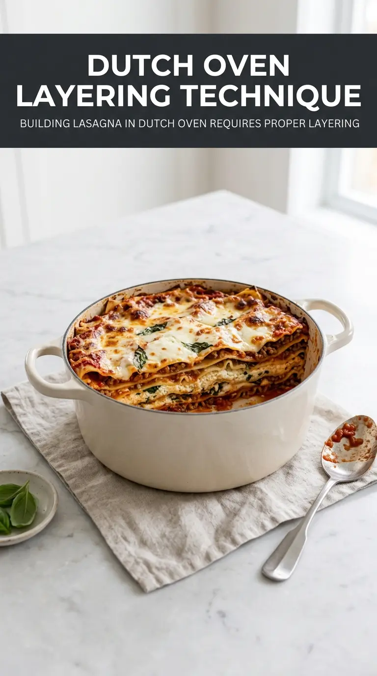 Dutch oven lasagna cheesy layered