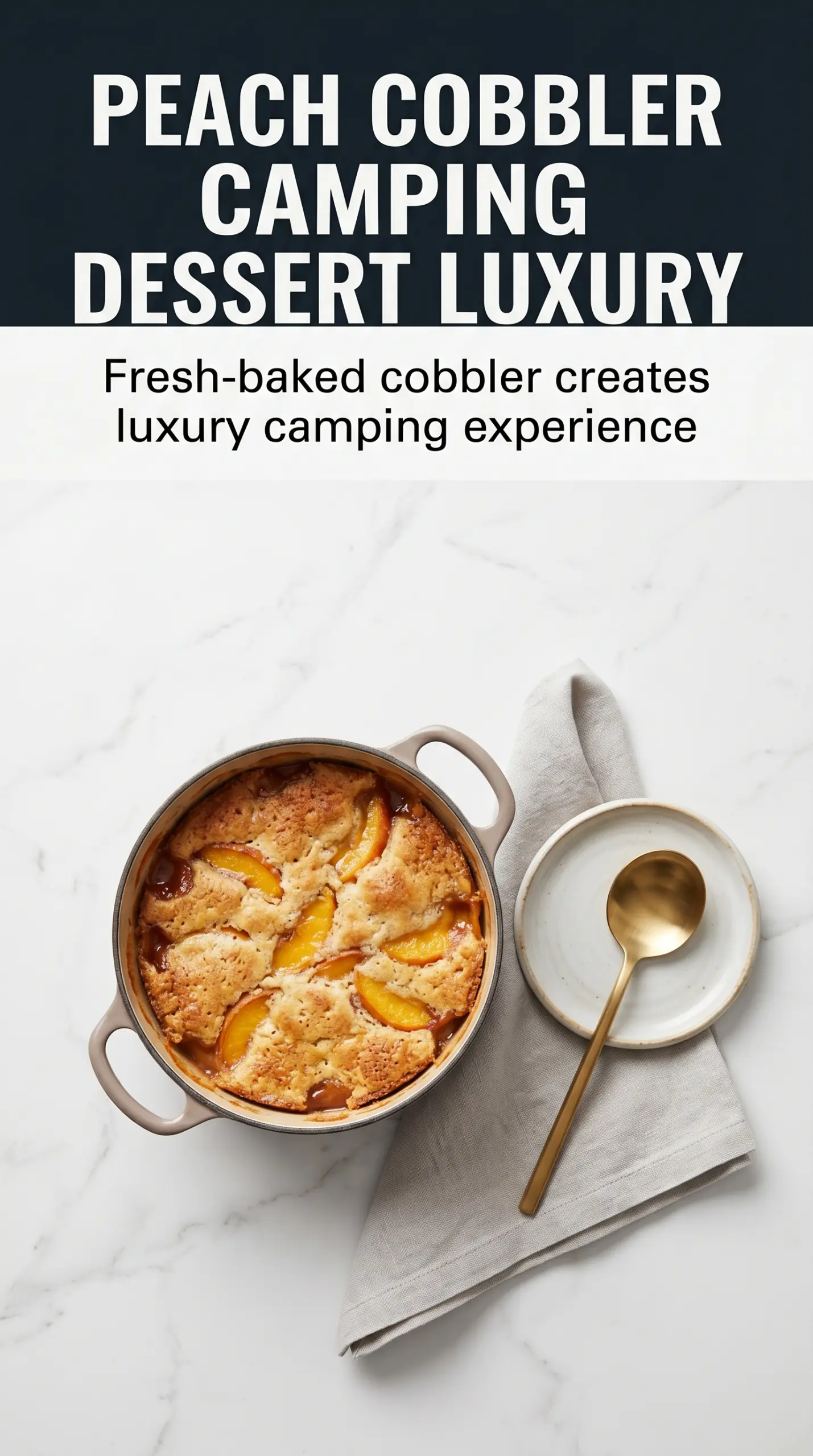 Dutch oven peach cobbler golden peach cobbler, buttery topping, campfire dessert