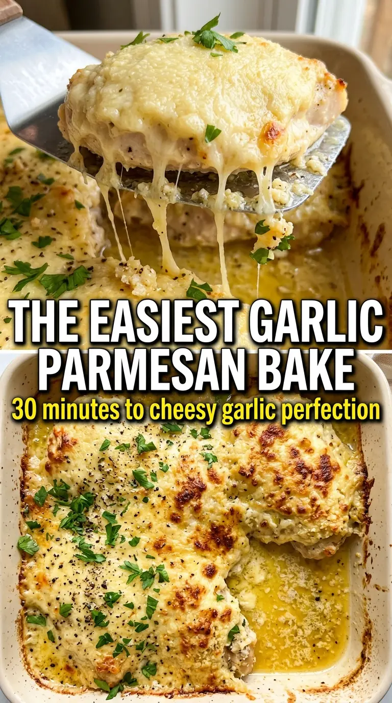 Garlic Parmesan Chicken Bake golden crusted chicken