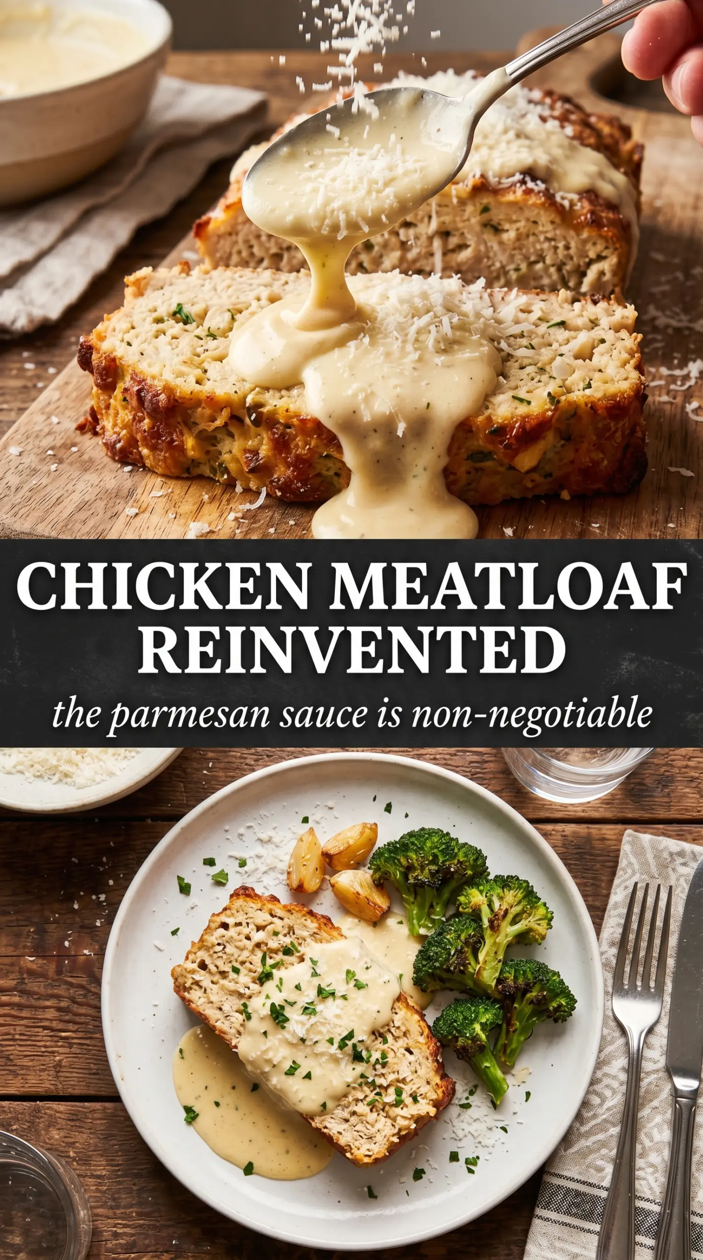 Garlic Parmesan Chicken Meatloaf golden, buttery, savory