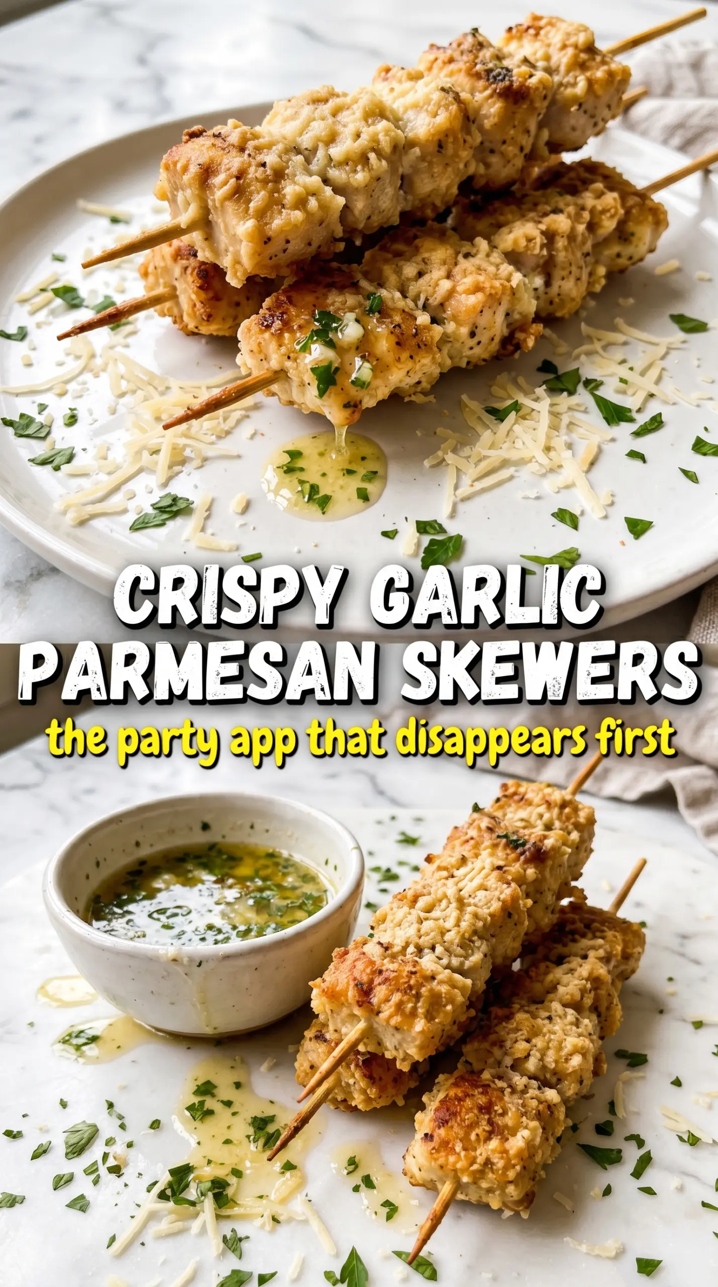 Garlic Parmesan Chicken Skewers, grilled, buttery, savory