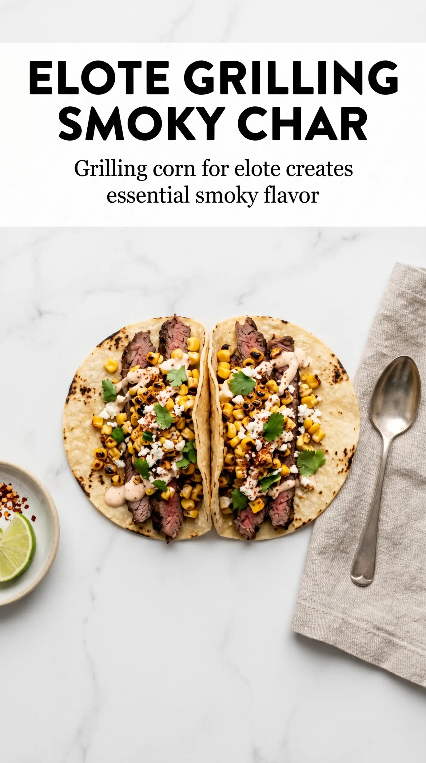 Grilled steak elote tacos smoky creamy corn