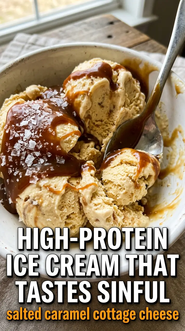 High-Protein Salted Caramel Cottage Cheese Ice Cream creamy caramel salted