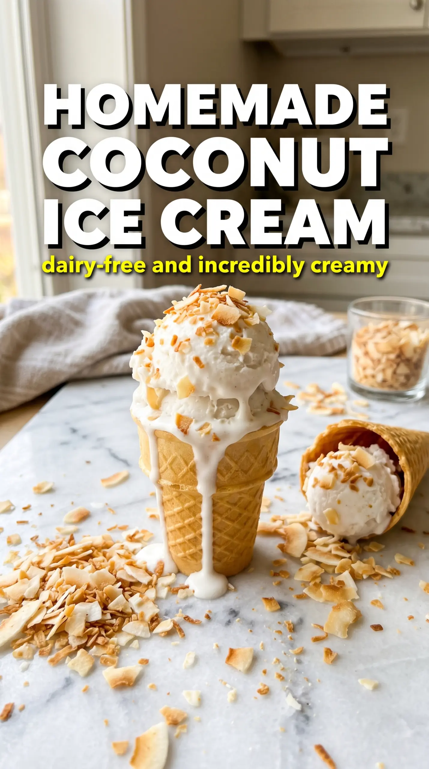 Scoop of homemade ice cream in a bowl