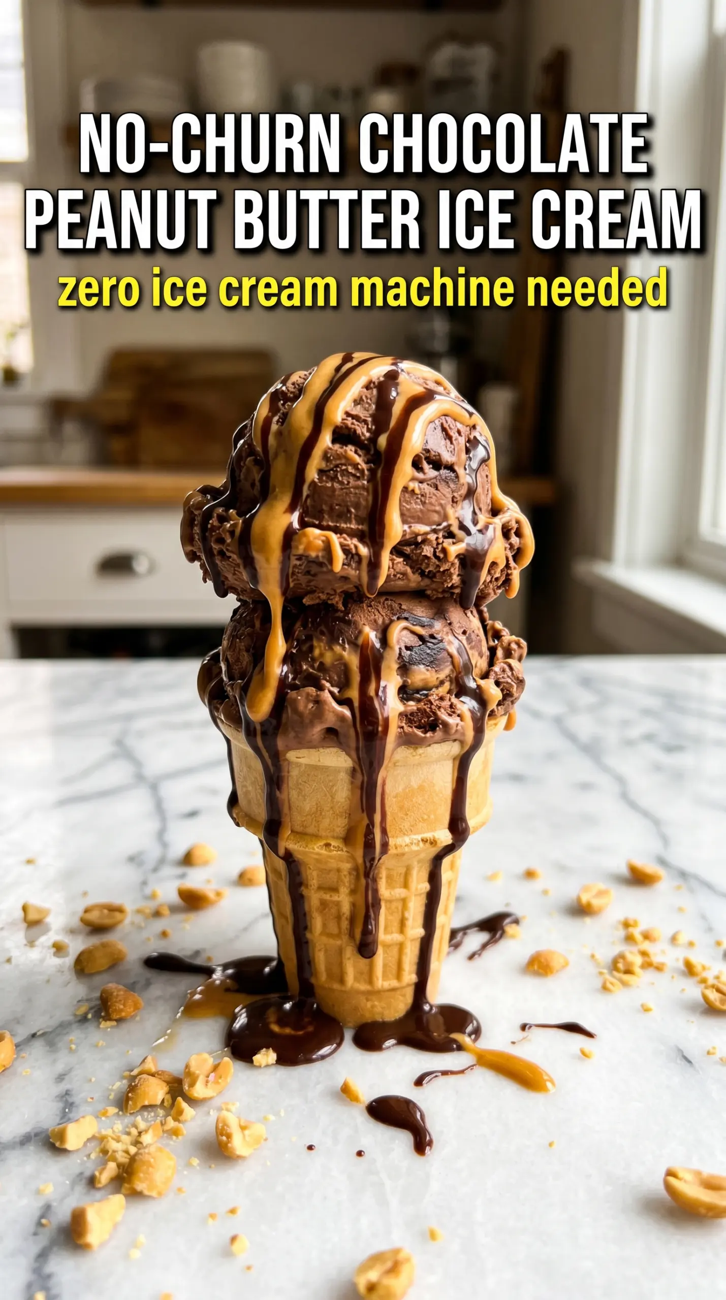 Scoop of homemade ice cream in a bowl