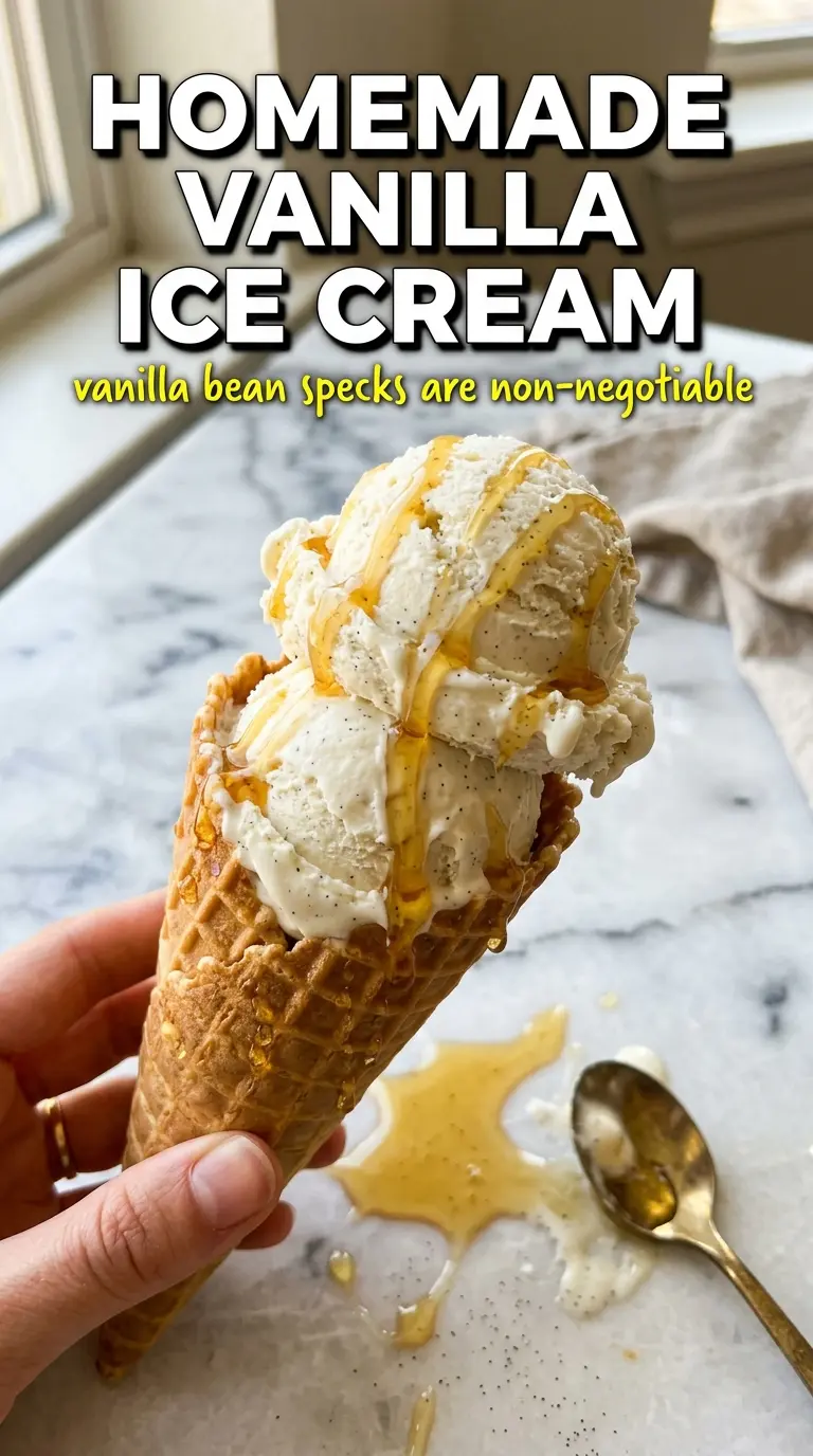 Old-Fashioned Homemade Vanilla Ice Cream creamy vanilla bean