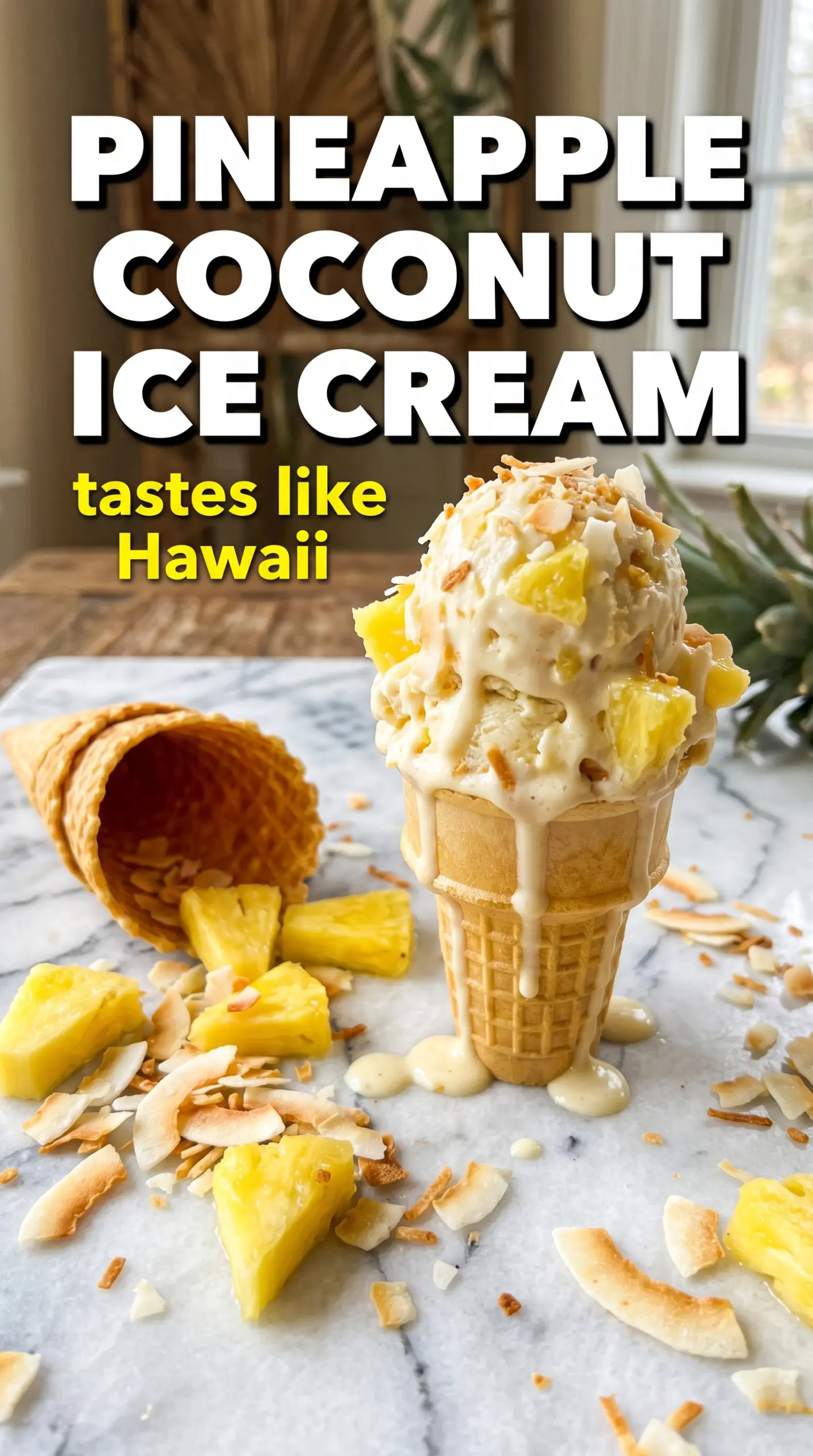 Pineapple Coconut Ice Cream tropical creamy dessert