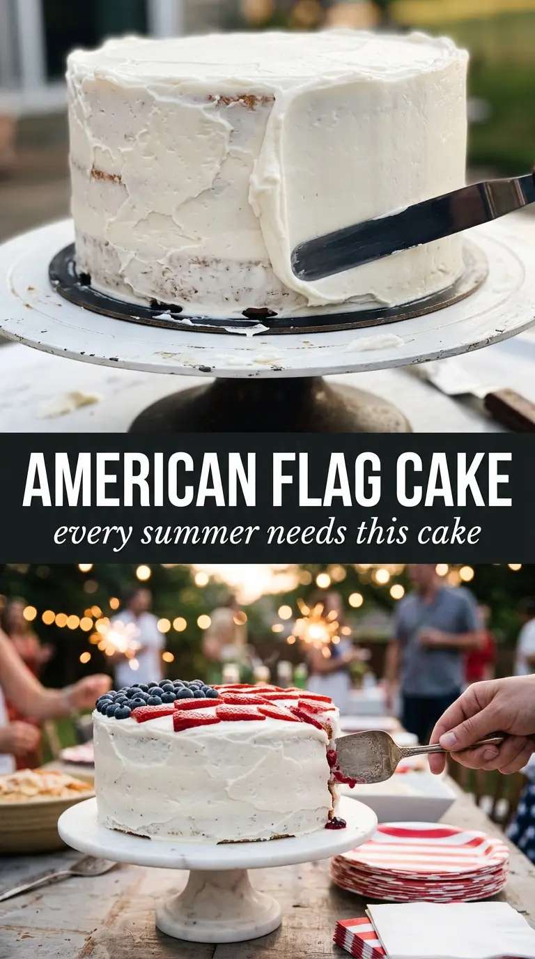 American Flag Cake patriotic sheet cake fruit dessert