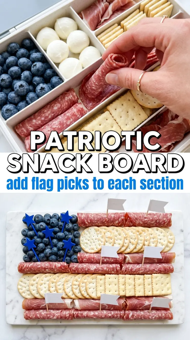 American Flag Snack Tray red white blue snack board