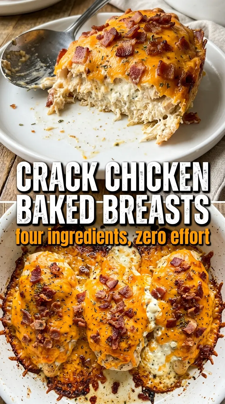 Baked crack chicken breasts creamy ranch bacon cheddar