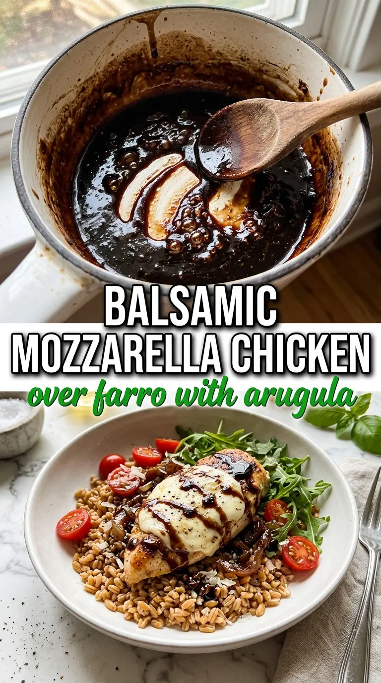 Balsamic Baked Chicken Breast with Mozzarella, caprese-inspired, melty cheese